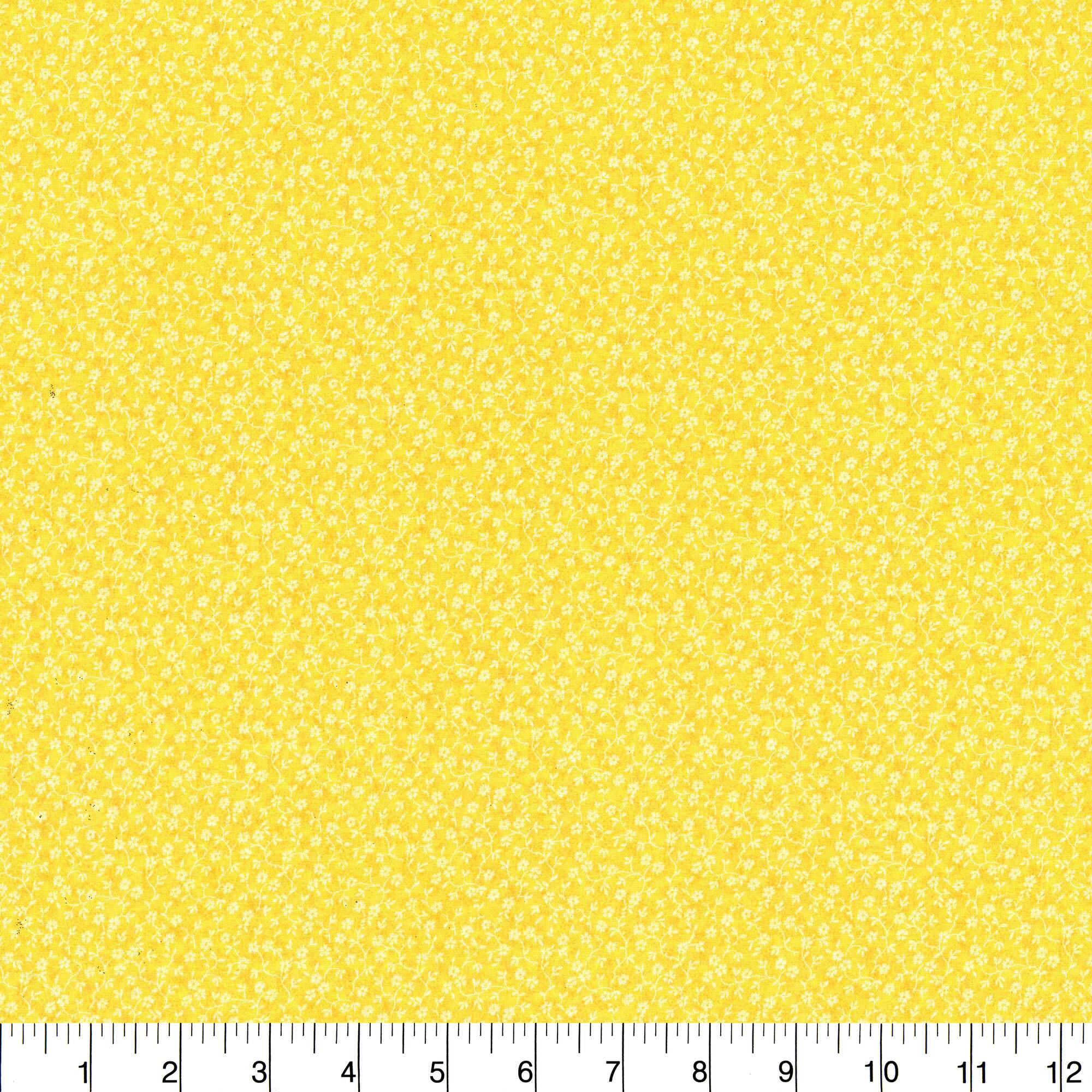 Fabric Traditions Yellow Illusions Floral Cotton Fabric